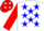 Silk - White, red and blue stars, red sleeves