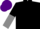 Silk - Black, grey crescent moon, black and grey halved sleeves, purple cap