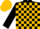 Silk - Black and gold blocks, gold 'nfr' emblem on back, matching cap