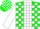 Silk - Green, white panel, white blocks on sleeves