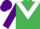 Silk - emerald Green body, white chevron, purple arms, purple cap