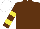 Silk - Brown, brown & yellow hooped sleeves, white cap