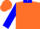 Silk - Fluorescent orange, blue 'b', blue collar, blue cuffs on sleeves