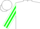 Silk - White, green 'v', green stripe on sleeves