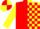 Silk - Red and yellow halved, red blocks on yellow sleeves, red and yellow quartered cap