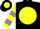 Silk - Black, yellow ball, yellow and grey  bars on sleeves