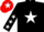 Silk - black with white star, black sleeves with white stars, red cap with white star