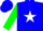 Silk - Blue, white star, green sleeves, blue cap