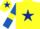 Silk - Yellow, dark blue star, royal blue sleeves, yellow armlets, yellow cap, dark blue star