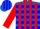 Silk - Royal blue, red circled 'p', red and blue blocks, red stripes on sleeves