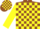 Silk - Brown and yellow checked, yellow sleeves