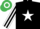 Silk - Black, white star, white & black striped sleeves, emerald green & white hooped cap