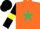 Silk - Orange, Emerald Green star, Black sleeves, Yellow armlets, Black cap