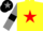 Silk - Yellow body, red star, grey arms, black armlets, black cap, grey star