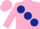 Silk - Pink, large Dark Blue spots
