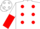 Silk - White, red dots, white and red halved sleeves