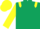 Silk - Dark green body, yellow epaulettes, yellow arms, dark green hooped, yellow cap