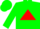 Silk - Forest green, crimson triangle