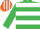 Silk - Emerald green & white hoops, white & orange striped cap