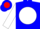 Silk - Blue, red 'hhh'on white ball, red bands on white sleeves