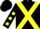 Silk - Black, yellow cross sashes, yellow dots on sleeves, black cap