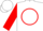 Silk - White, red circle design, white 'o', red sleeves