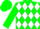 Silk - Green, white diamonds, white diamonds on green sleeves