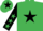 Silk - Emerald green, black star, black sleeves, emerald green stars, emerald green cap, black star