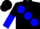 Silk - Black, large blue spots, black and blue halved sleeves