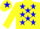 Silk - Yellow body, blue stars, yellow arms, yellow cap, blue star