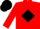 Silk - Red, red emblem in black diamond, red sleeves, black cap