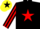 Silk - BLACK, red star, striped sleeves, yellow cap, black star