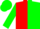 Silk - red and green halved horizontally, green sleeves and cap