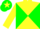 Silk - yellow, soft green diabolo, yellow arms, soft green hooped, soft green cap, yellow star