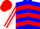 Silk - blue, red chevrons, white & red striped sleeves, red cap