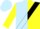 Silk - Light blue and yellow diagonal halves, black sash, yellow sleeves