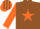Silk - Brown, orange star, orange sleeves, brown armlet, brown & orange striped cap