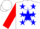 Silk - White, red 'b' on blue star, blue stars and red cuffs on sleeves