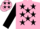 Silk - pink, black stars, black sleeves, Pink cap, black stars