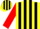 Silk - Yellow and black stripes, red sleeves, black and yellow striped cap
