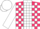 Silk - Cerise, white panel, white blocks on sleeves, cerise and white cap
