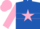 Silk - Royal blue, pink star, pink hoop on sleeves, pink cap