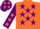Silk - Orange, purple stars, purple sleeves, orange stars