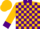 Silk - Gold with purple blocks,purple collar & cuffs
