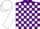 Silk - Purple & white blocks, white sleeves, matching cap