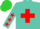 Silk - Turquoise, red cross, red stars on sleeves, lime cap