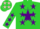 Silk - Lime , pink ''j/c'' on purple star , purple stars on front