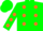 Silk - Green, green 'ttr' in orange dots, orange dots on sleeves