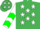 Silk - Emerald green, white stars, white sleeves, green chevrons, green cap, white stars