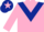 Silk - Pink, dark blue chevron, dark blue armlet, dark blue cap, pink star